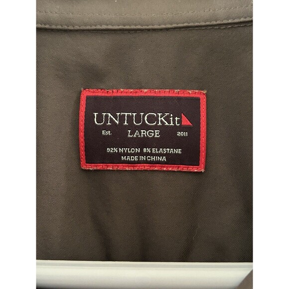 UNTUCKit Men's Button-Up Long Sleeve Dress Shirt Gray 100% Cotton Size L - Picture 2 of 3